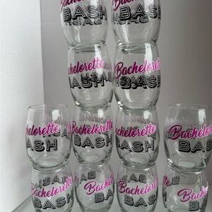 Bachelorette Bash Pink and Black Stemless Wine Glasses